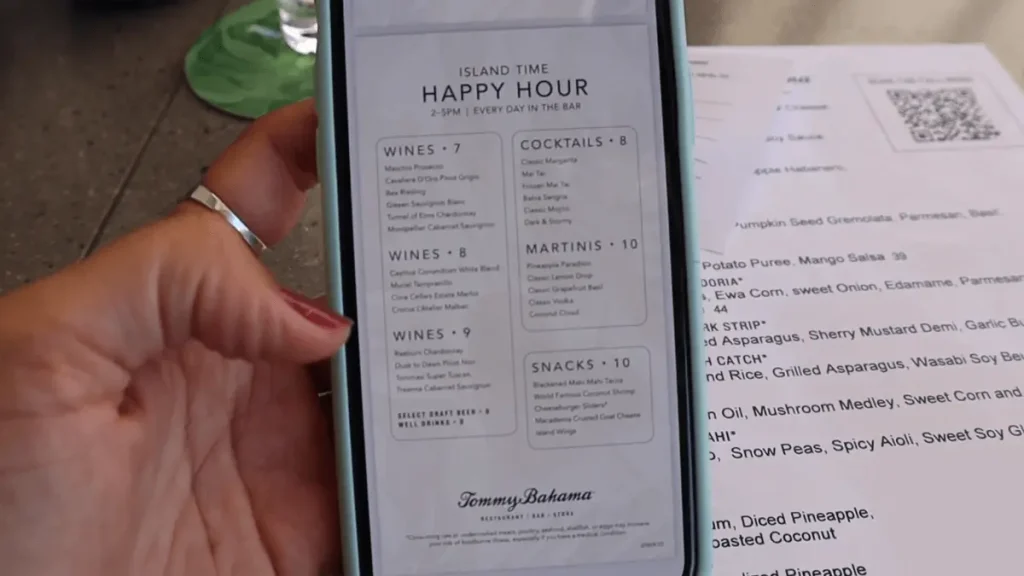 tommy Bahama Happy Hour Menu